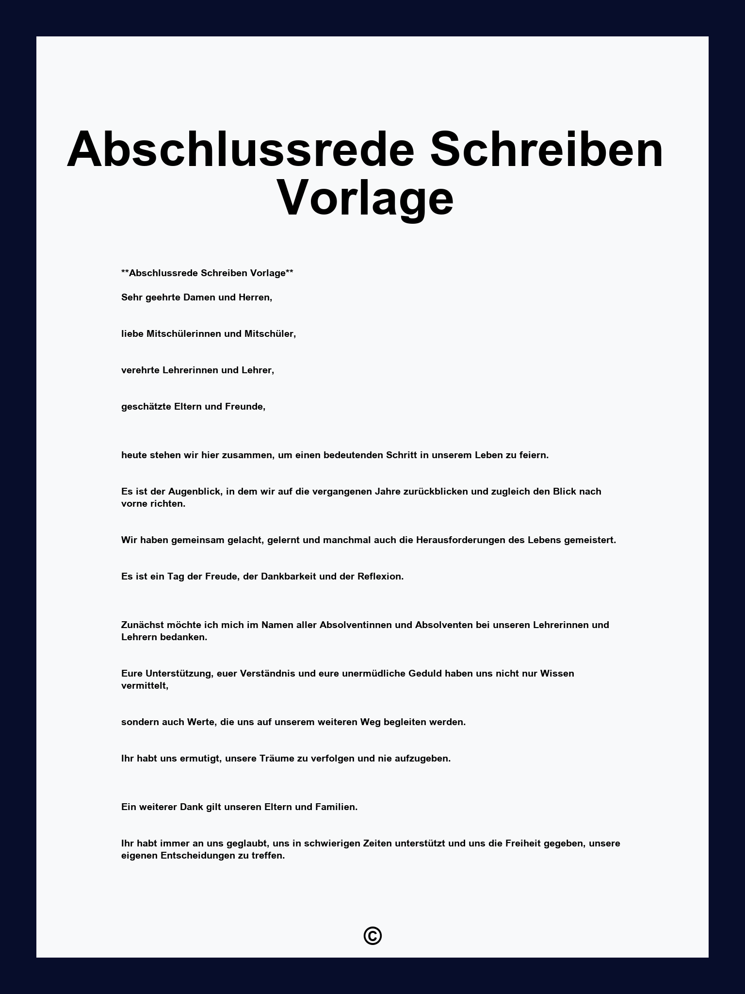Abschlussrede Schreiben Vorlage
