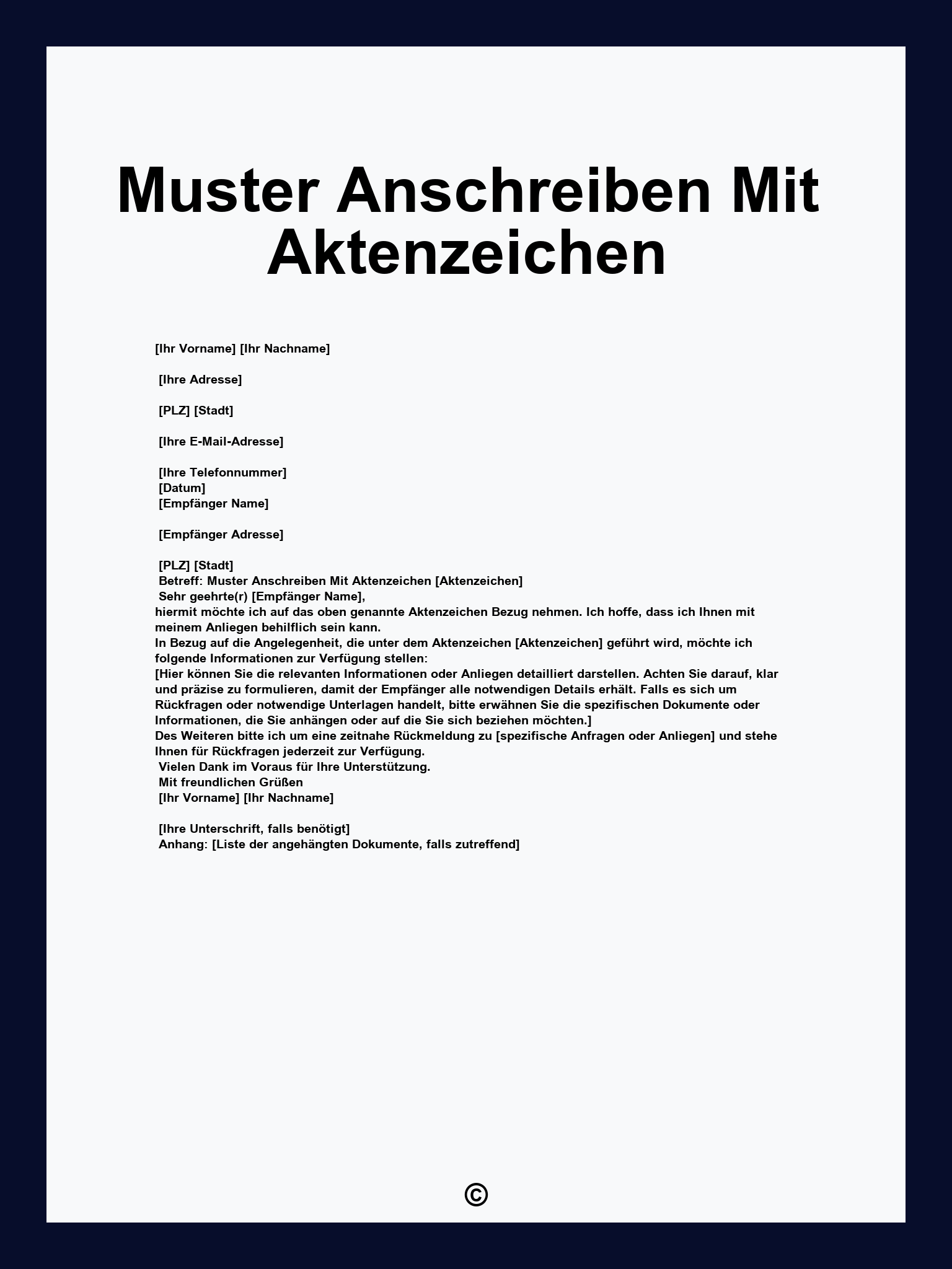 Muster Anschreiben Mit Aktenzeichen