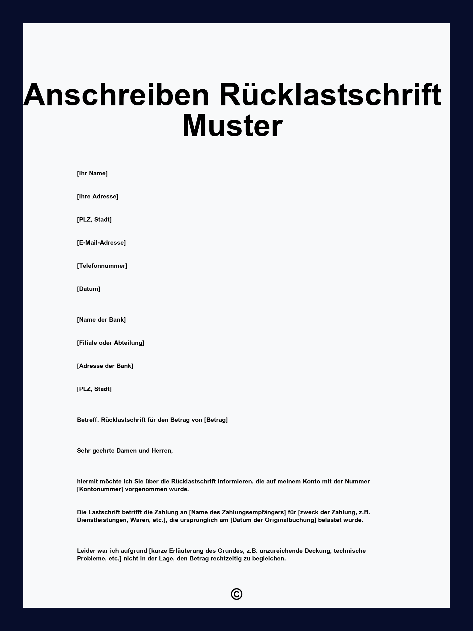 Anschreiben Rücklastschrift Muster