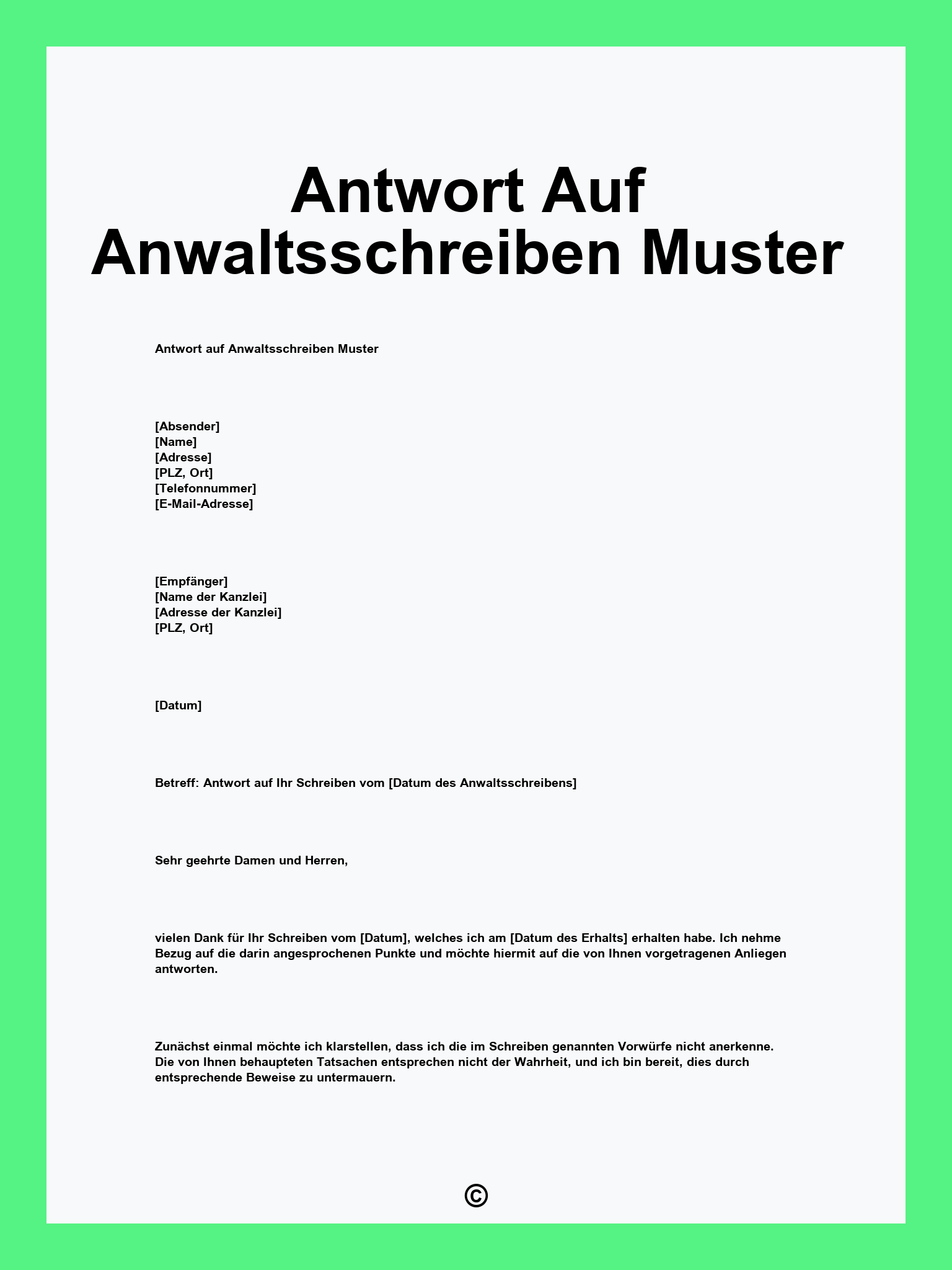 Antwort Auf Anwaltsschreiben Muster