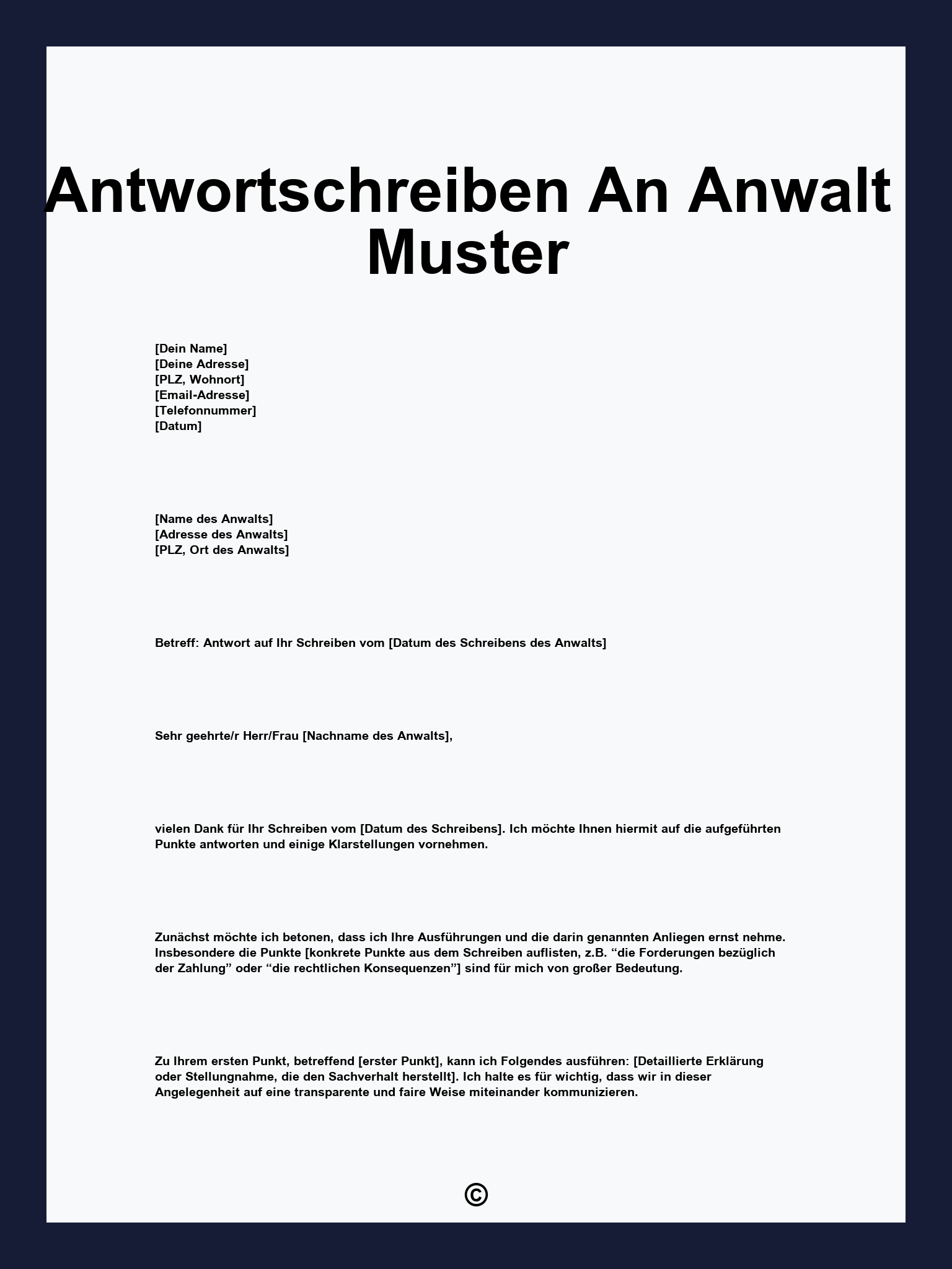 Antwortschreiben An Anwalt Muster
