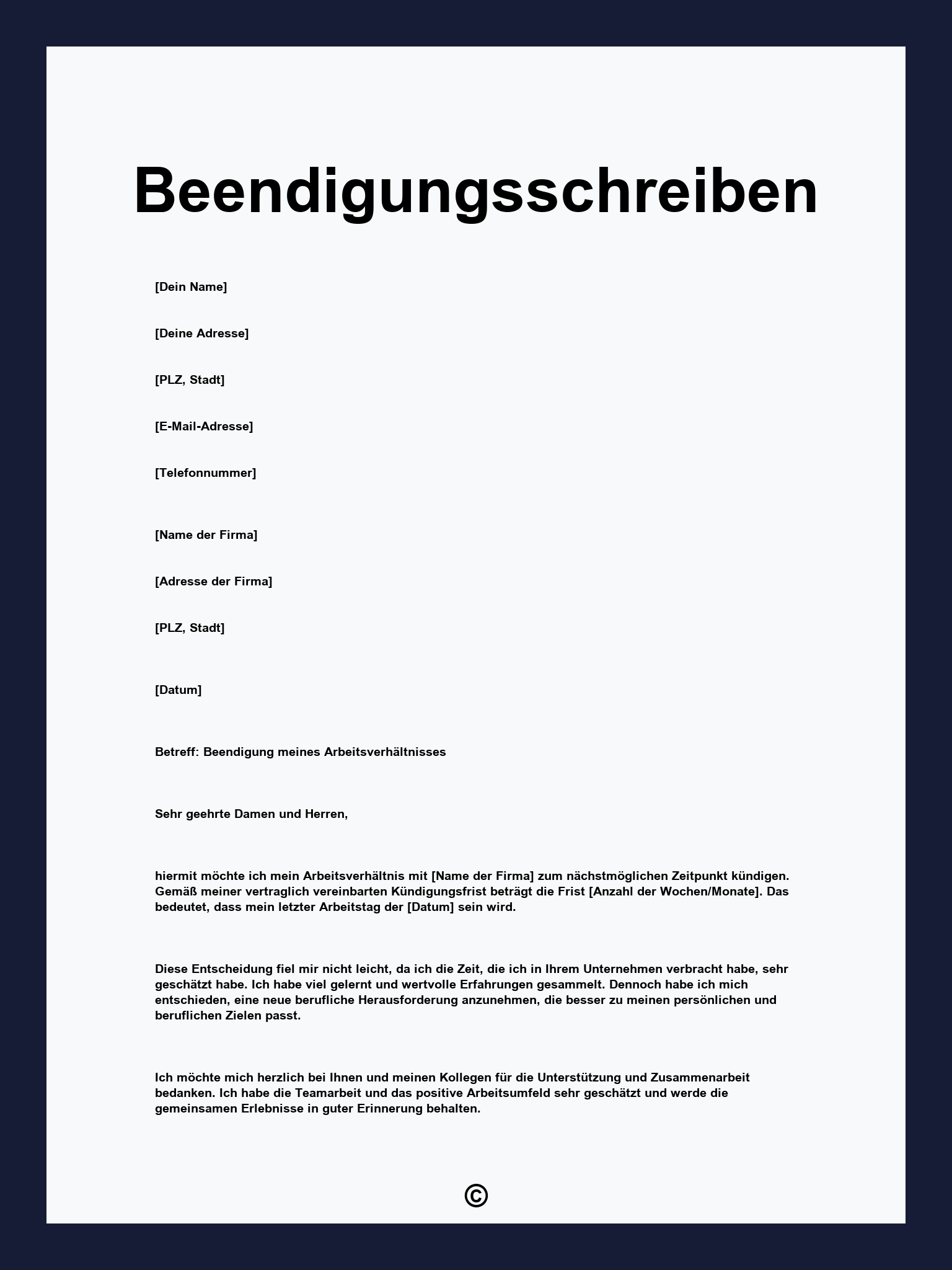 Beendigungsschreiben