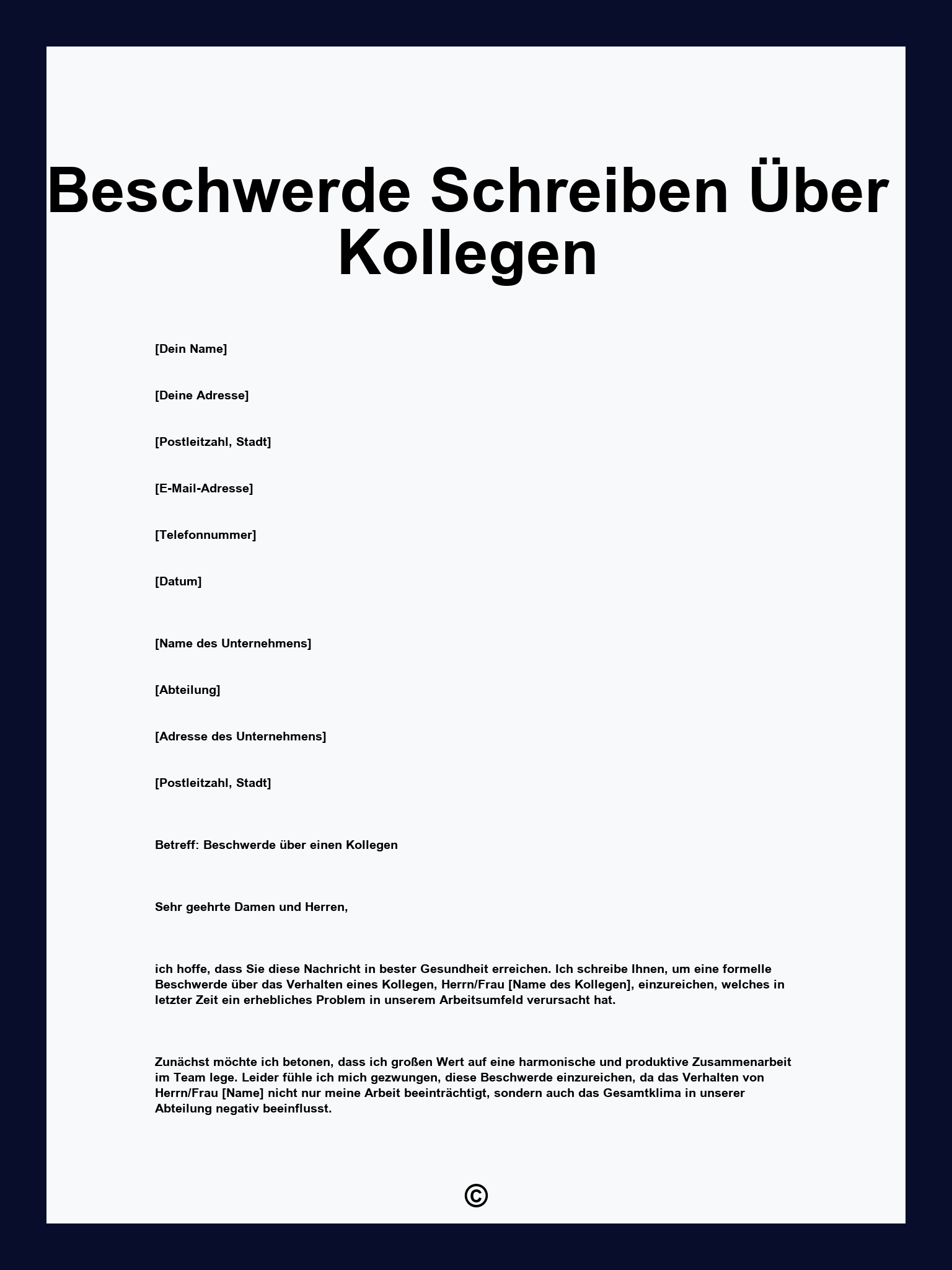 Beschwerde Schreiben Über Kollegen