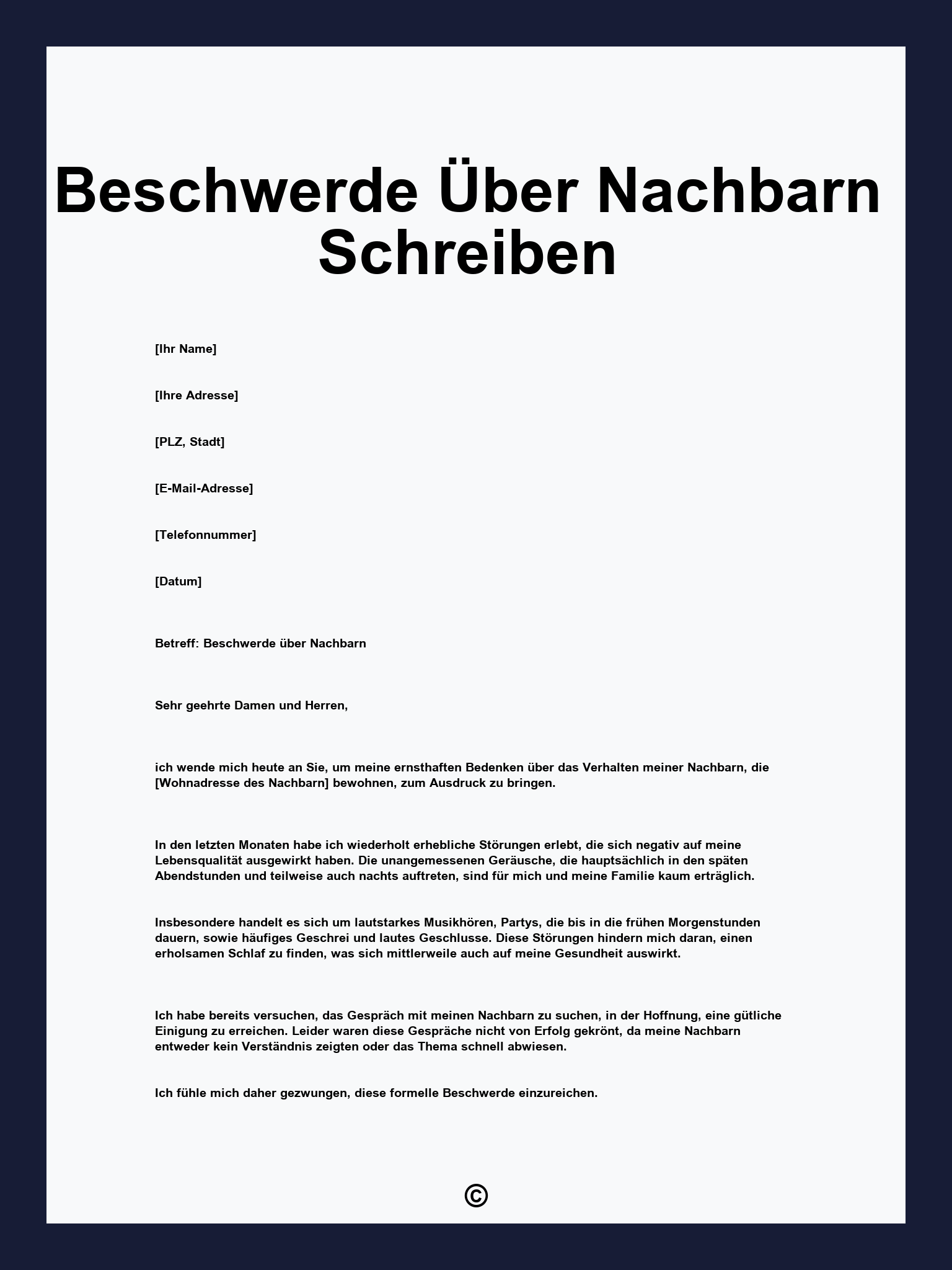 Beschwerde Über Nachbarn Schreiben