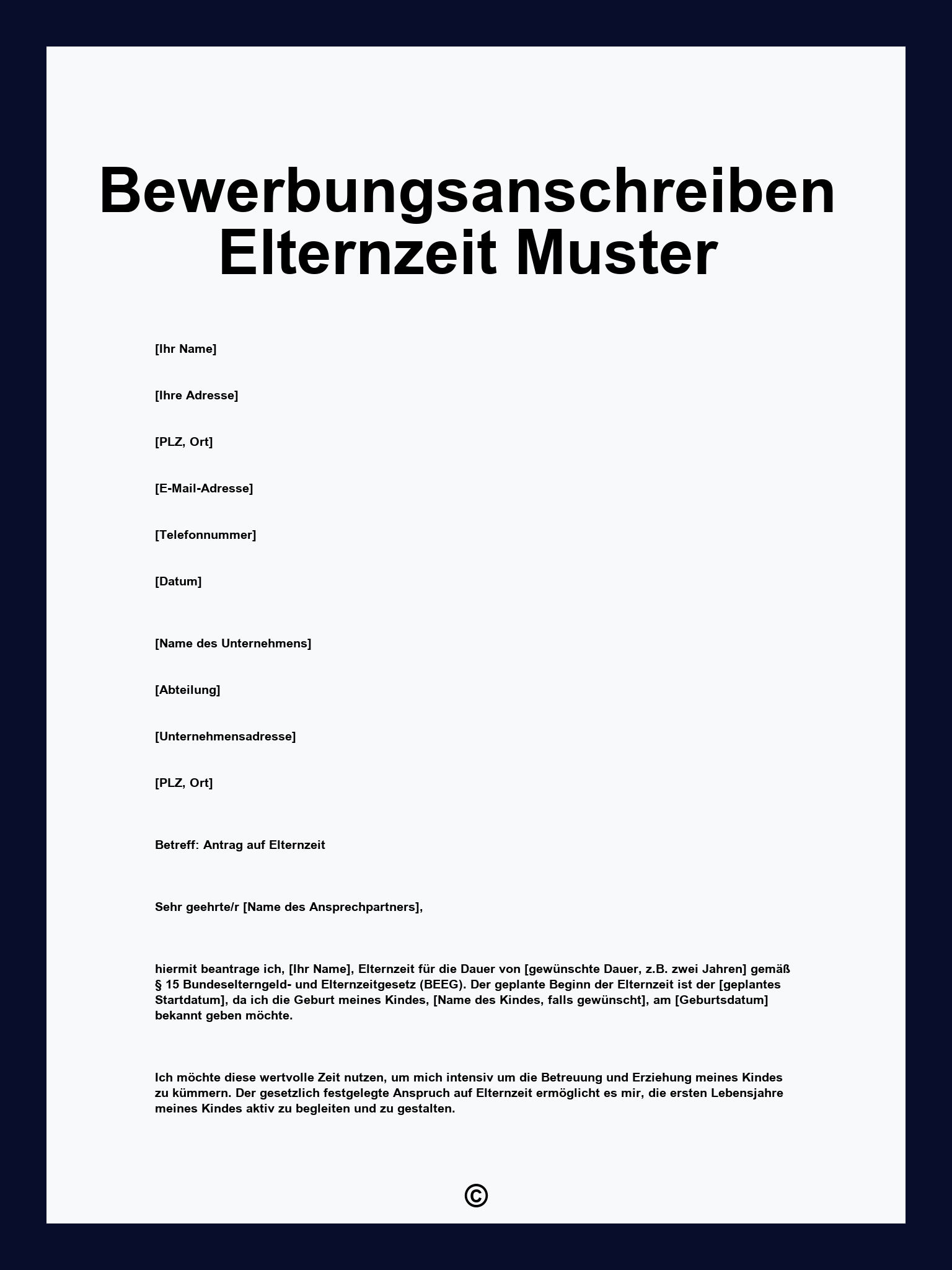 Bewerbungsanschreiben Elternzeit Muster