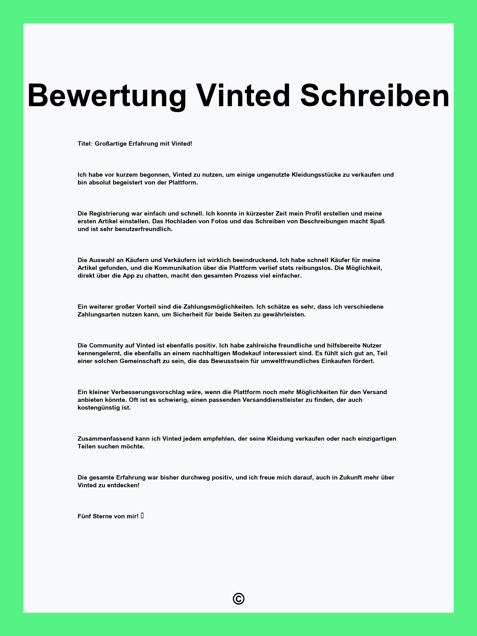 Bewertung Vinted Schreiben