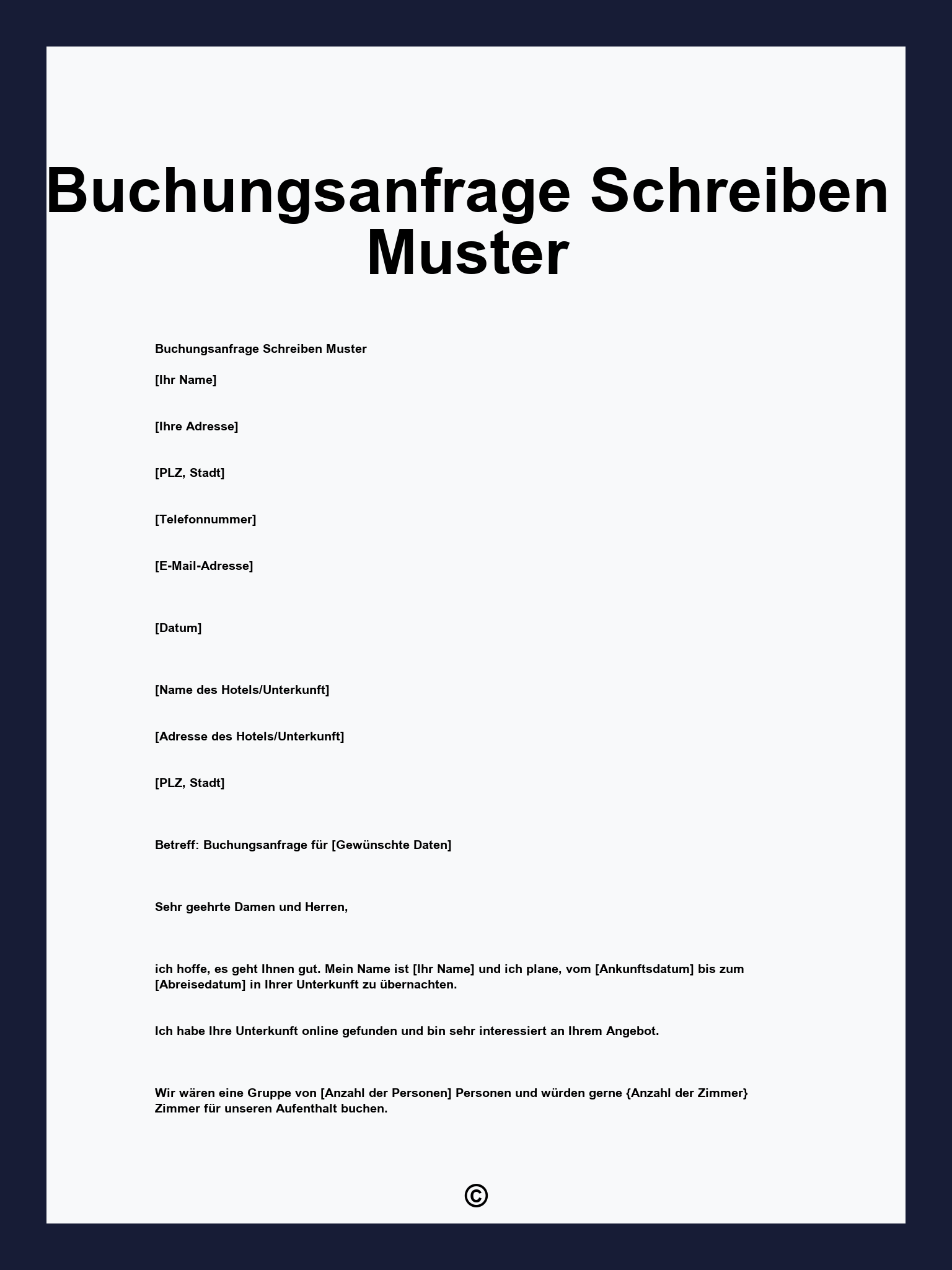Buchungsanfrage Schreiben Muster