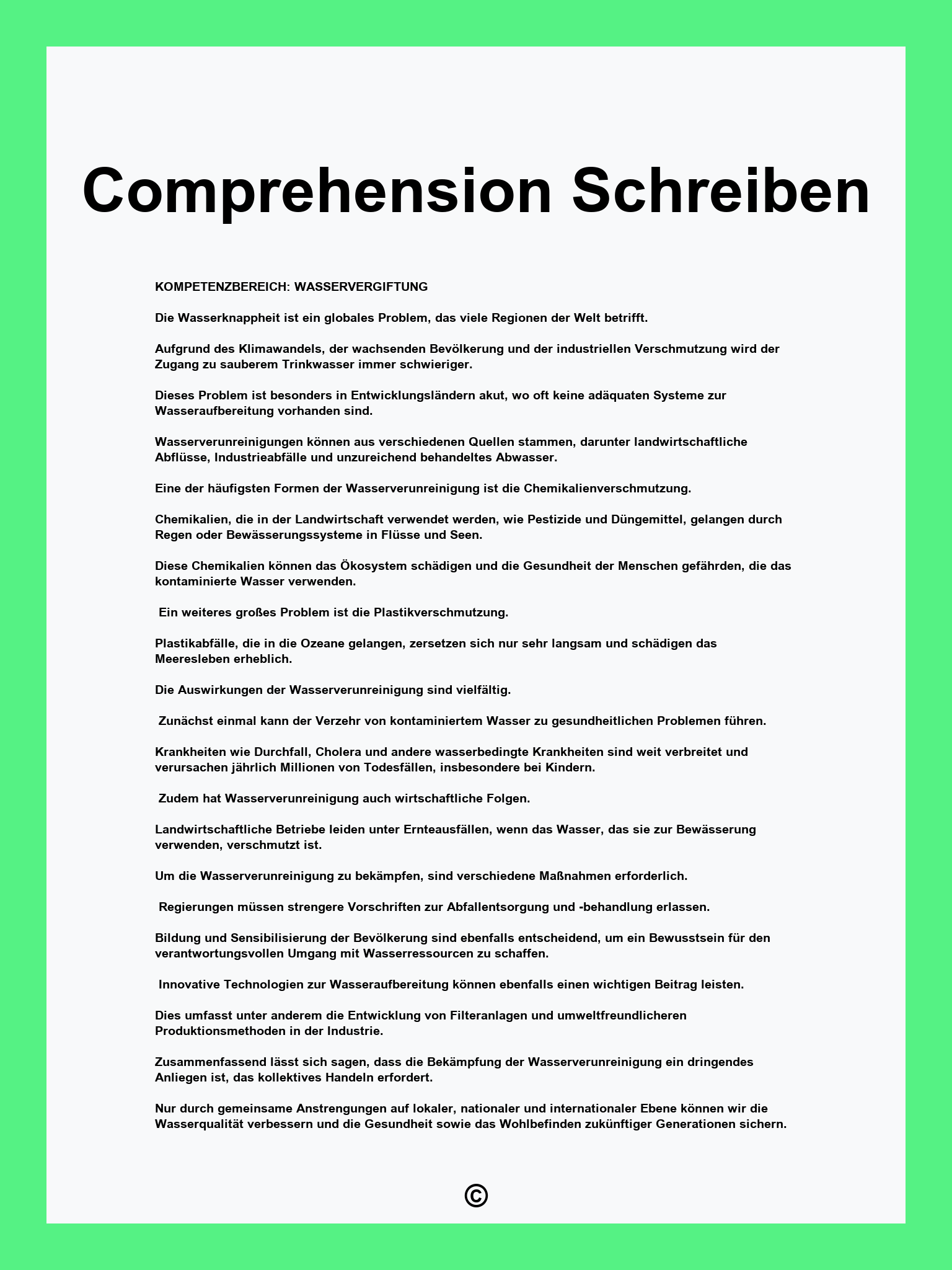 Comprehension Schreiben