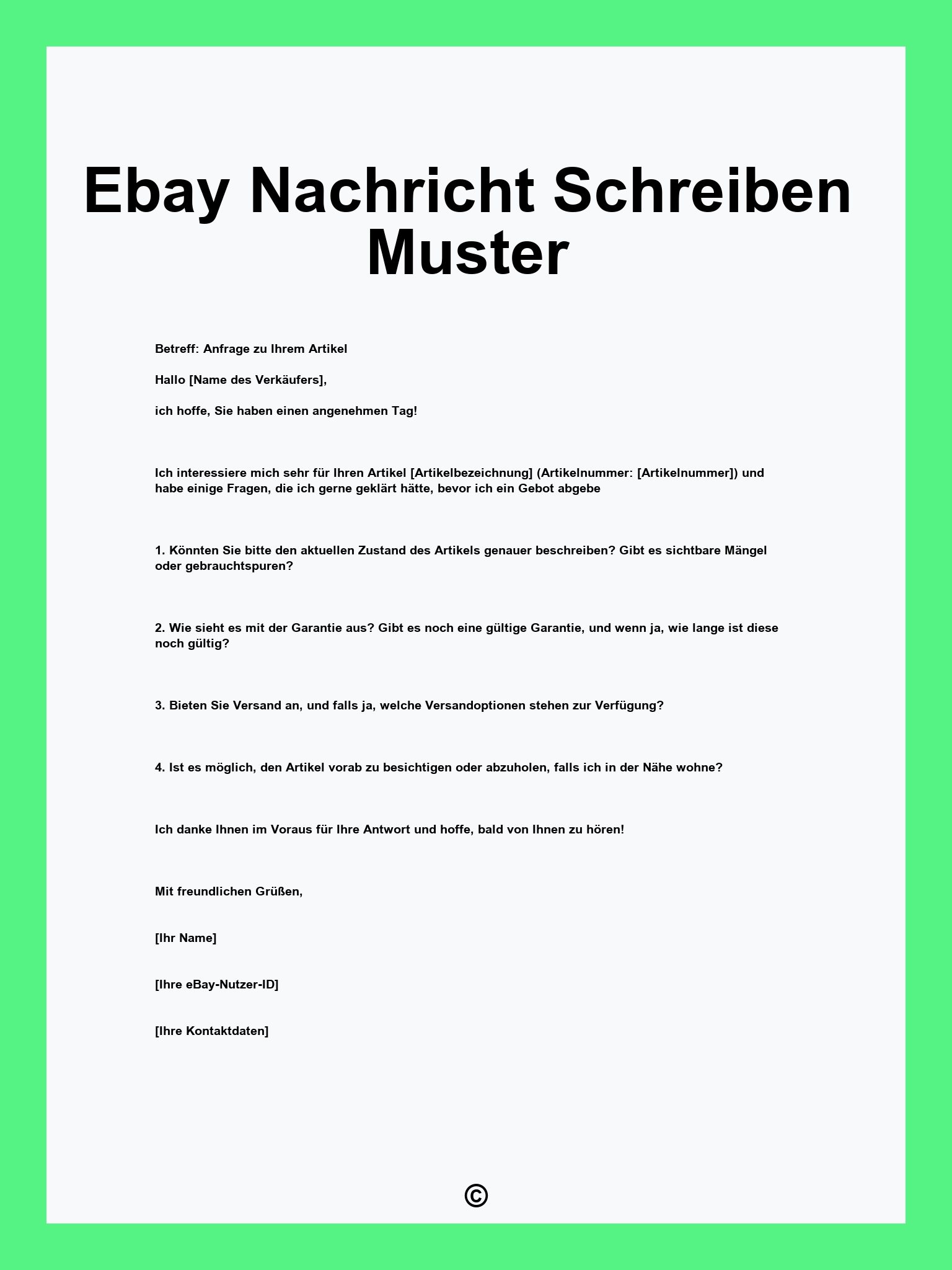 Ebay Nachricht Schreiben Muster