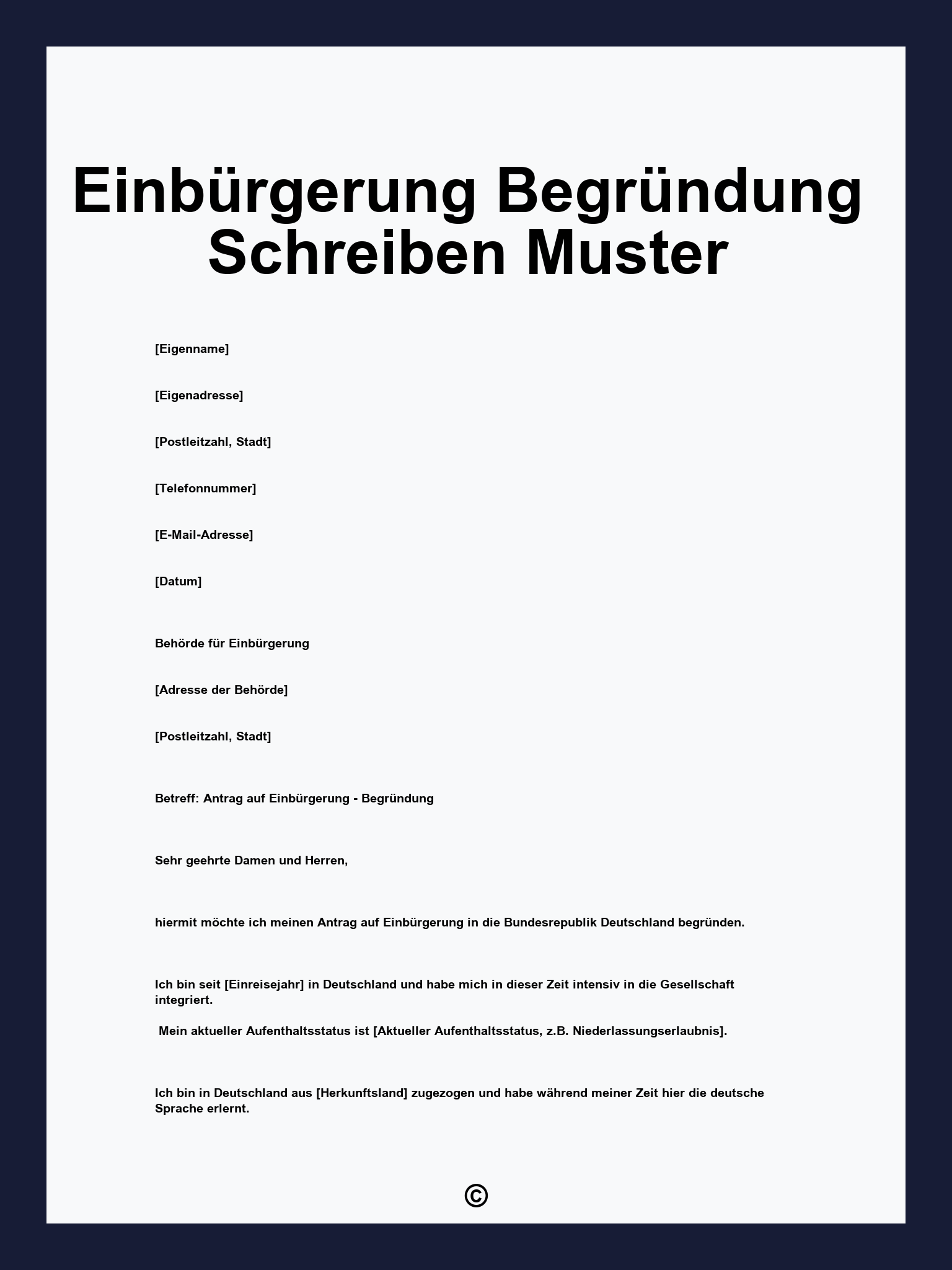 Einbürgerung Begründung Schreiben Muster