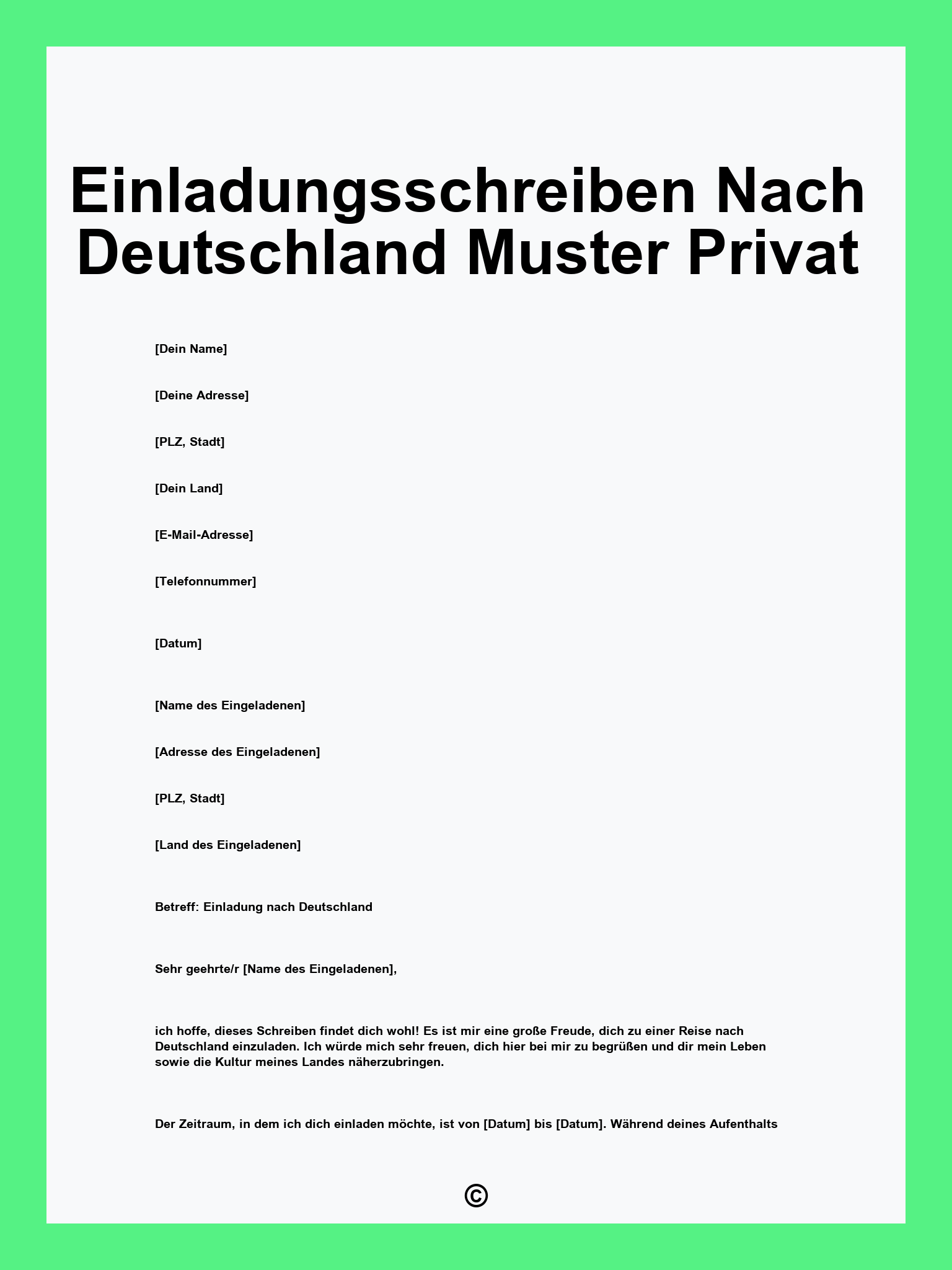 Einladungsschreiben Nach Deutschland Muster Privat