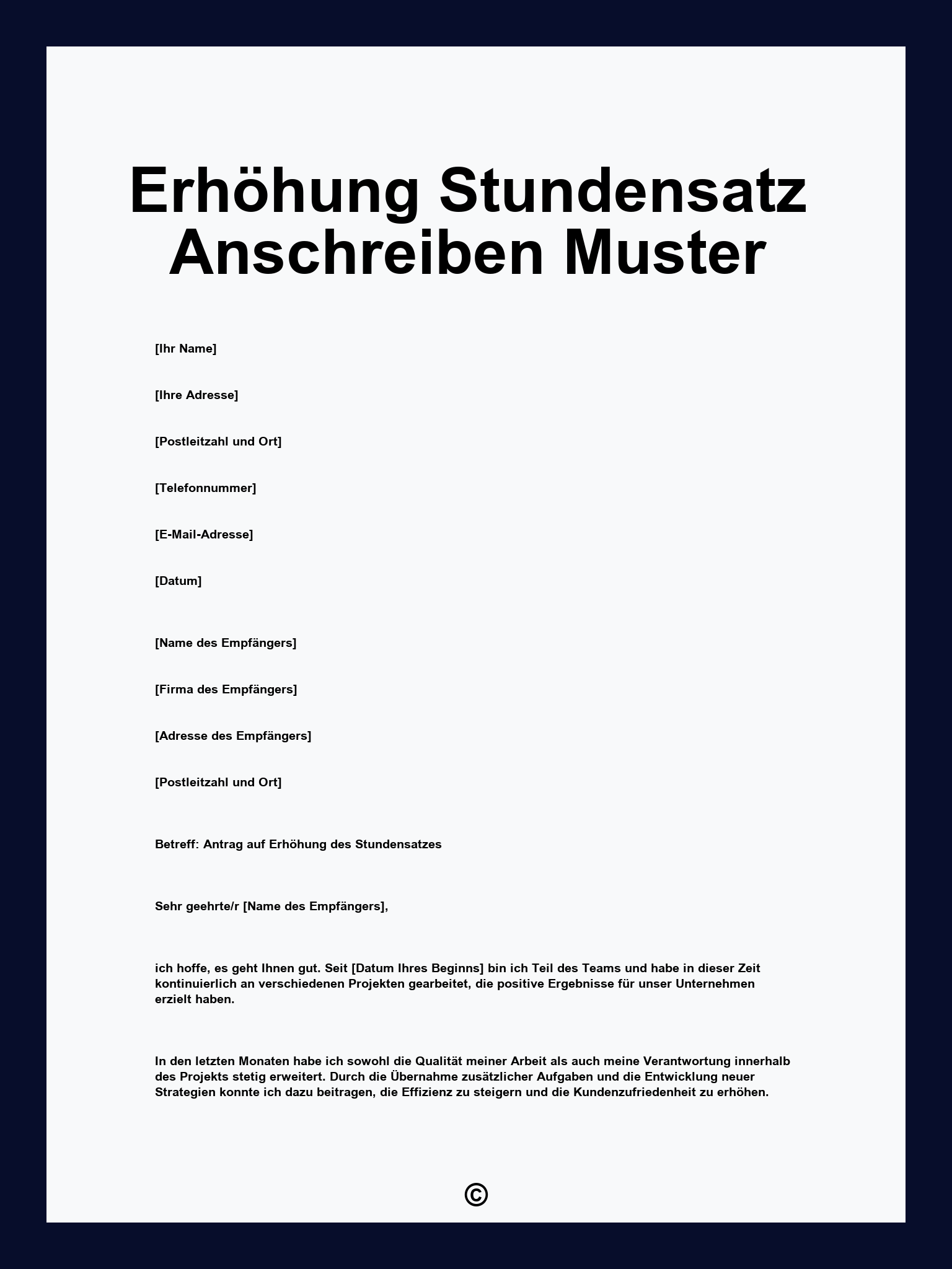 Erhöhung Stundensatz Anschreiben Muster