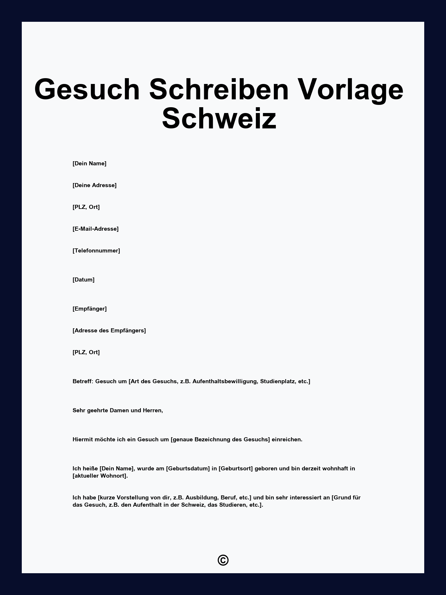 Gesuch Schreiben Vorlage Schweiz