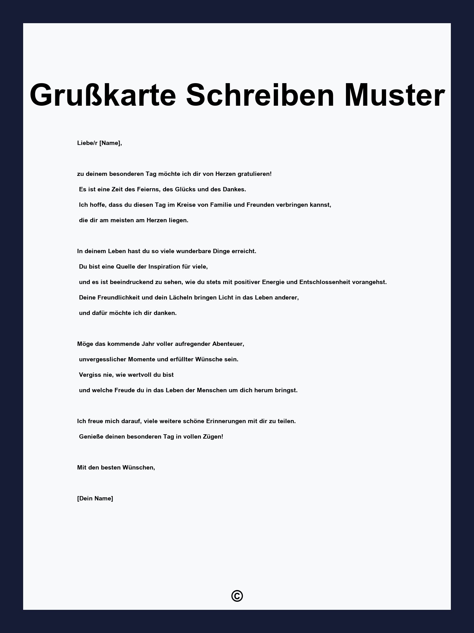 Grußkarte Schreiben Muster