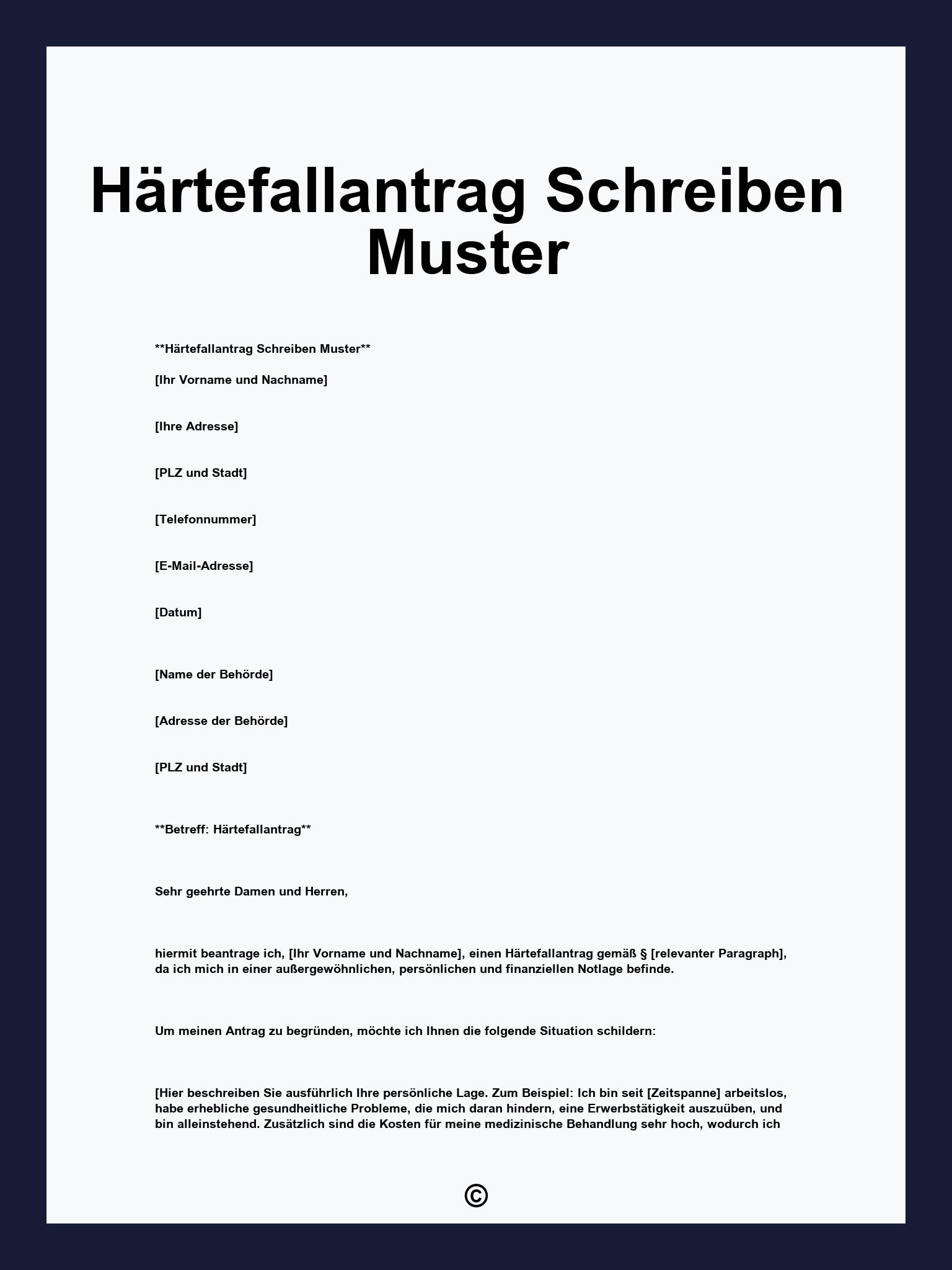 Härtefallantrag Schreiben Muster