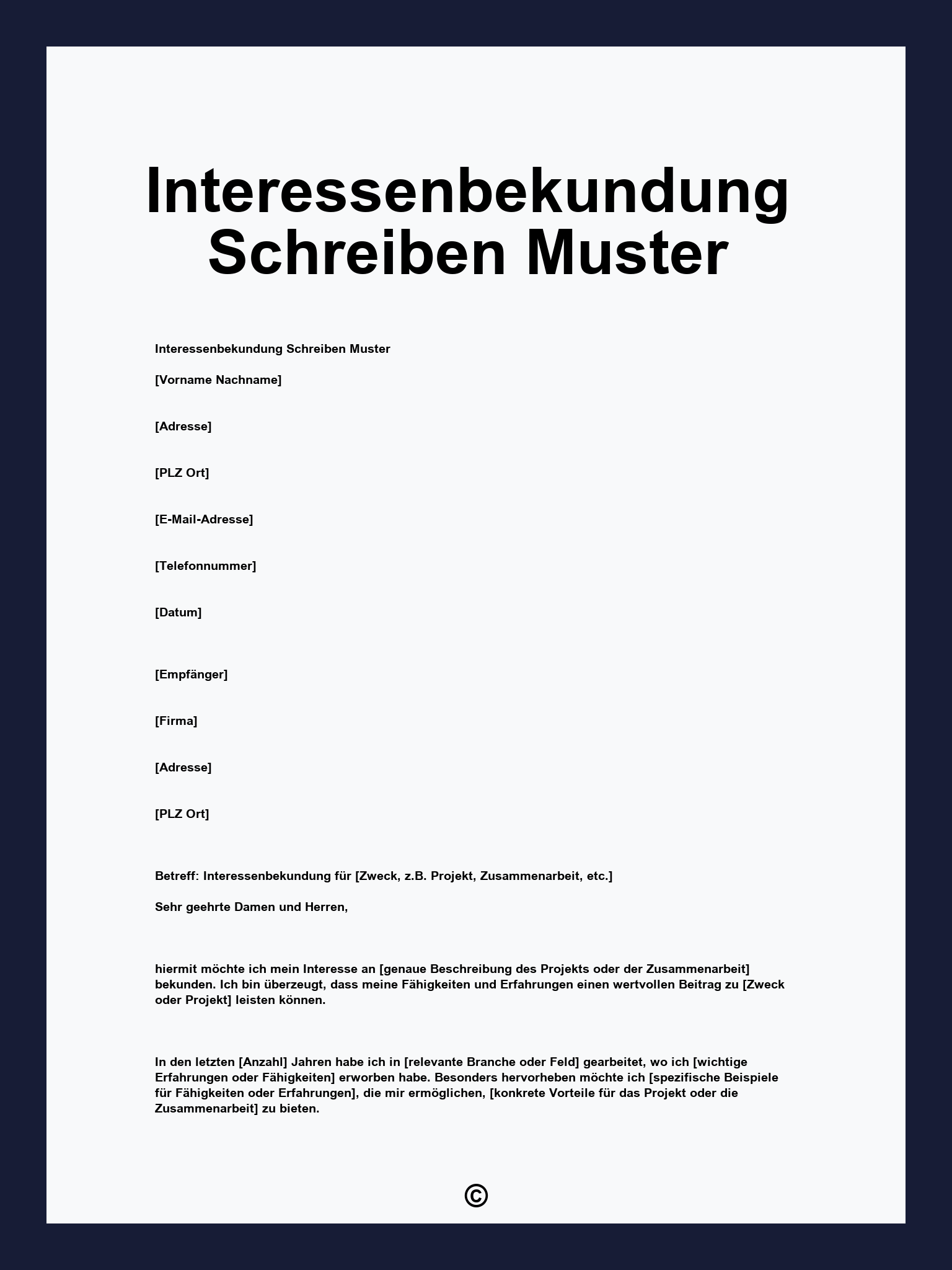 Interessenbekundung Schreiben Muster