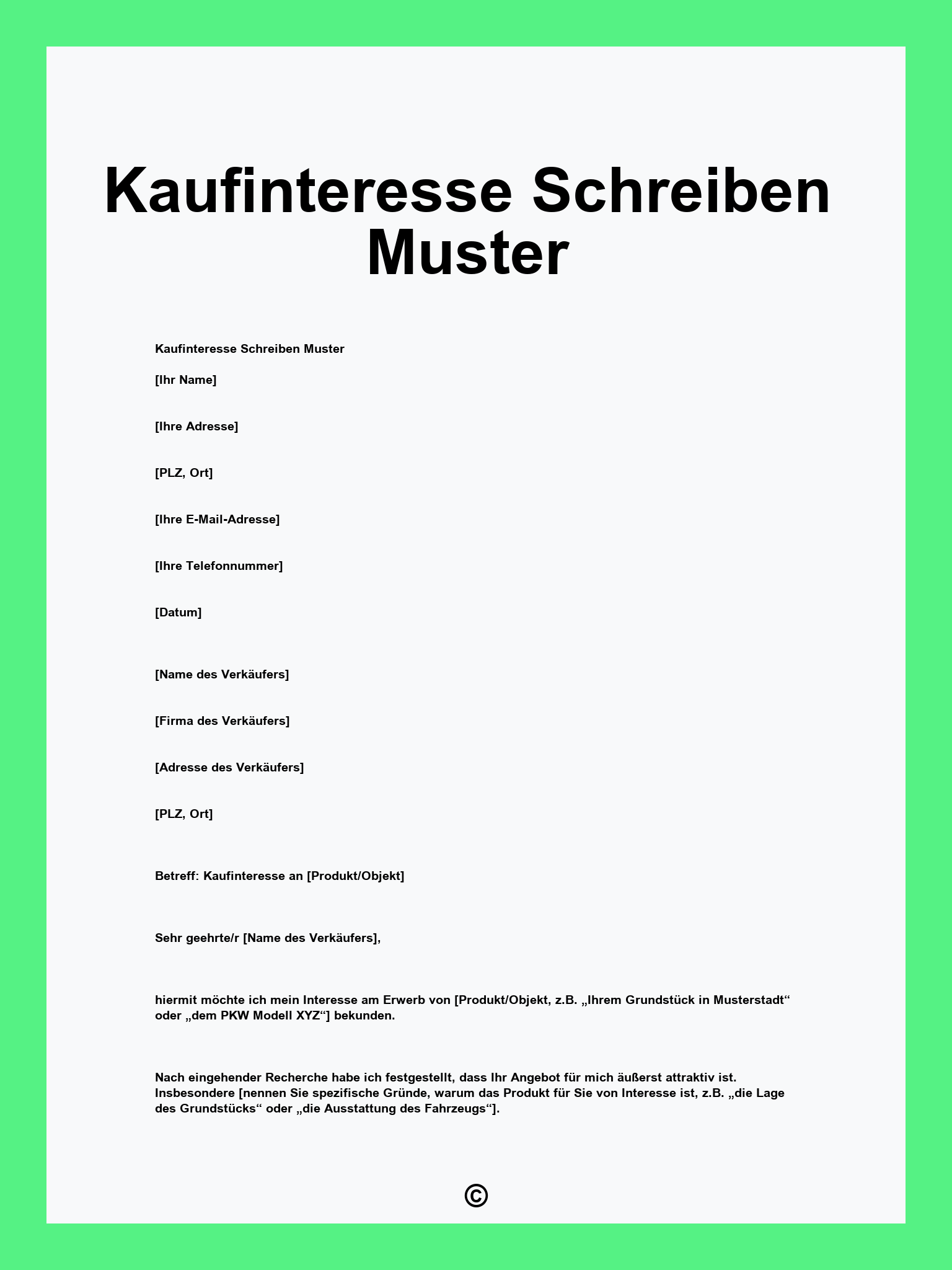 Kaufinteresse Schreiben Muster