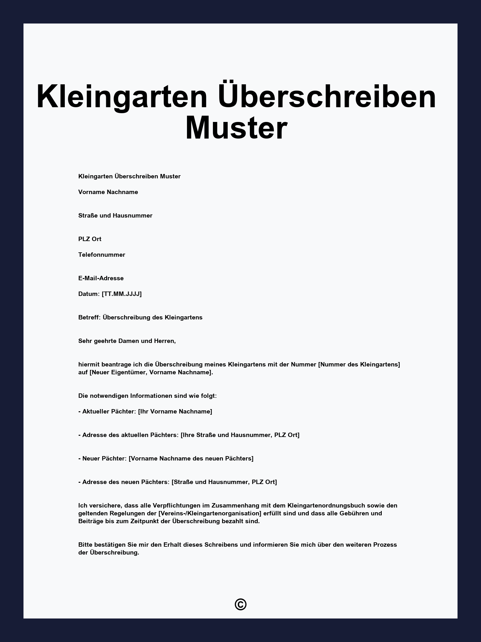 Kleingarten Überschreiben Muster