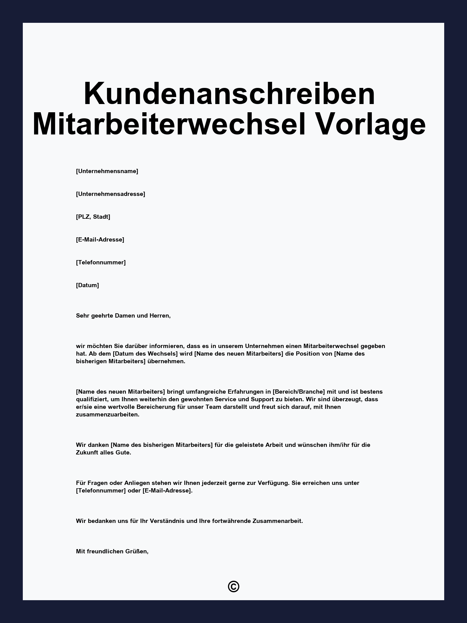 Kundenanschreiben Mitarbeiterwechsel Vorlage