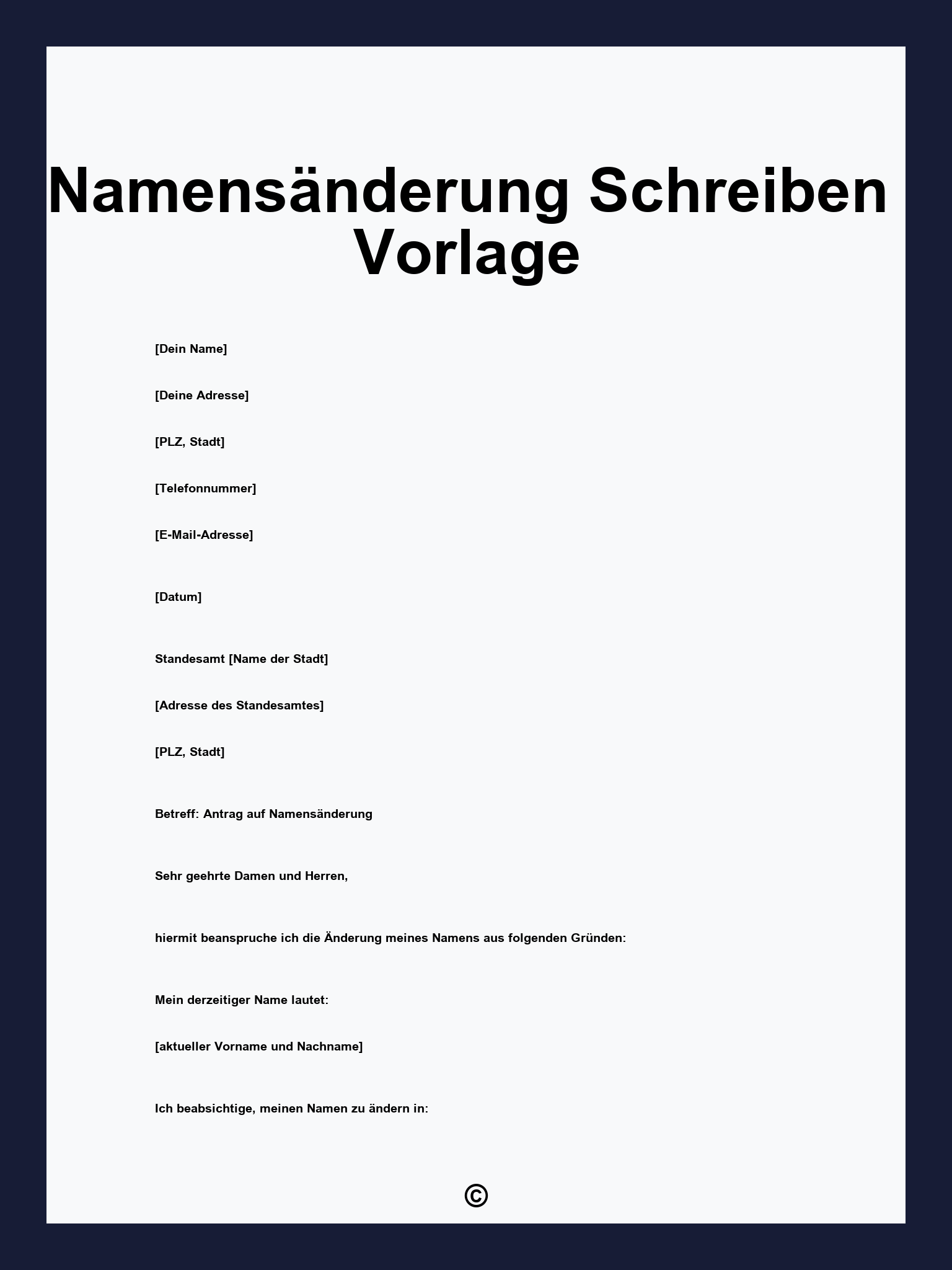 Namensänderung Schreiben Vorlage