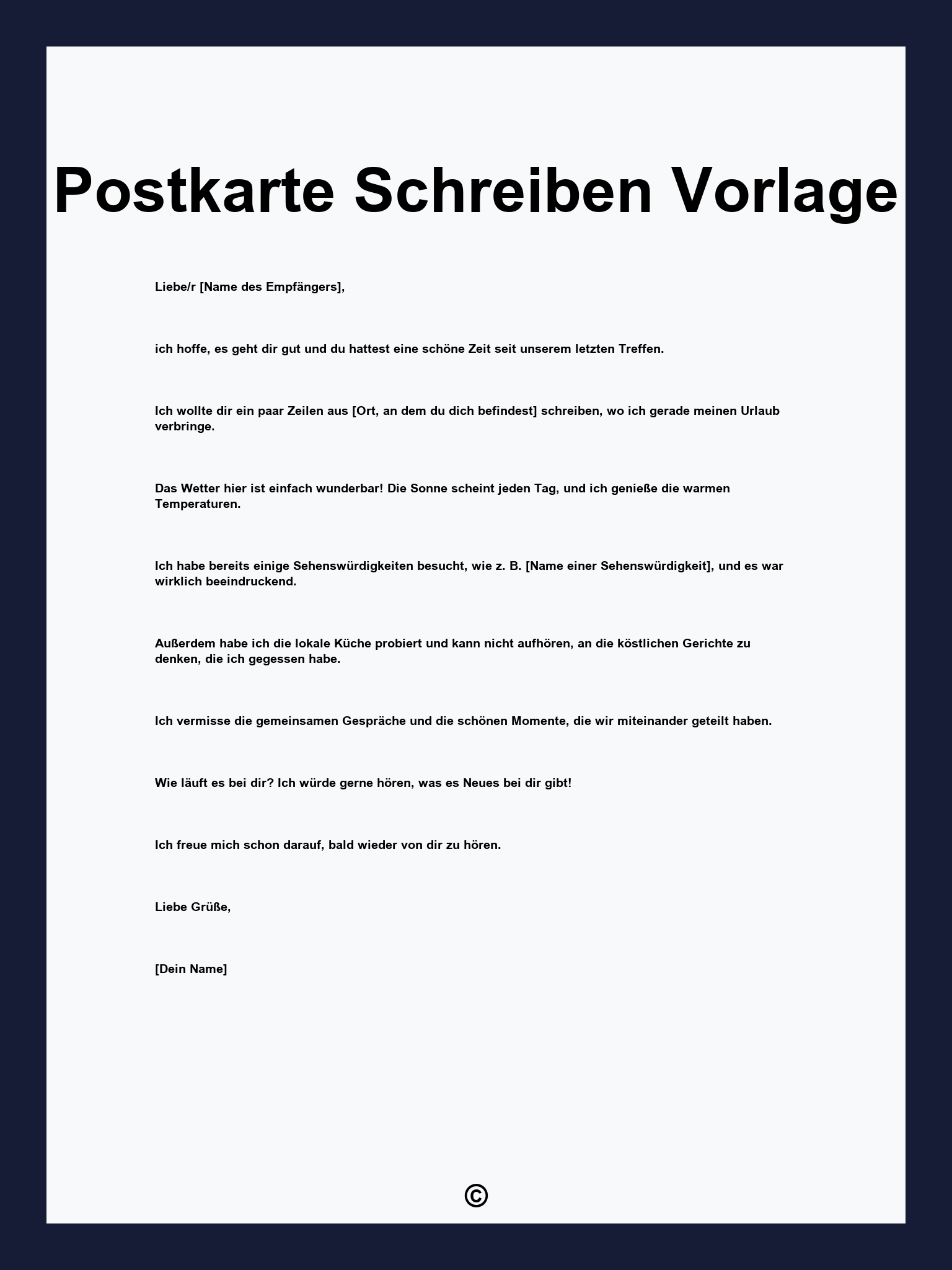 Postkarte Schreiben Vorlage