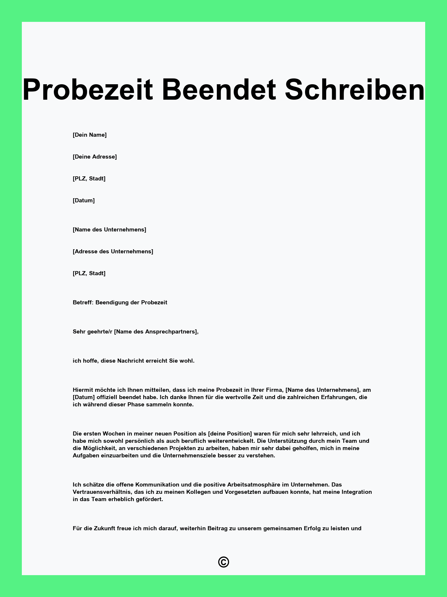 Probezeit Beendet Schreiben
