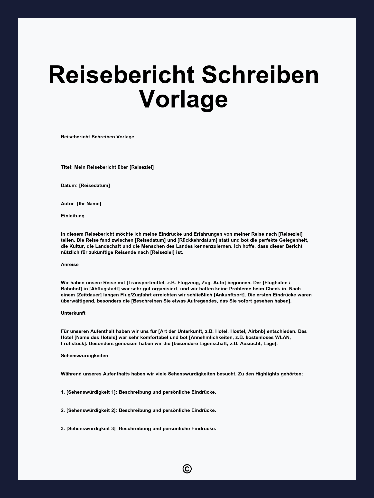 Reisebericht Schreiben Vorlage