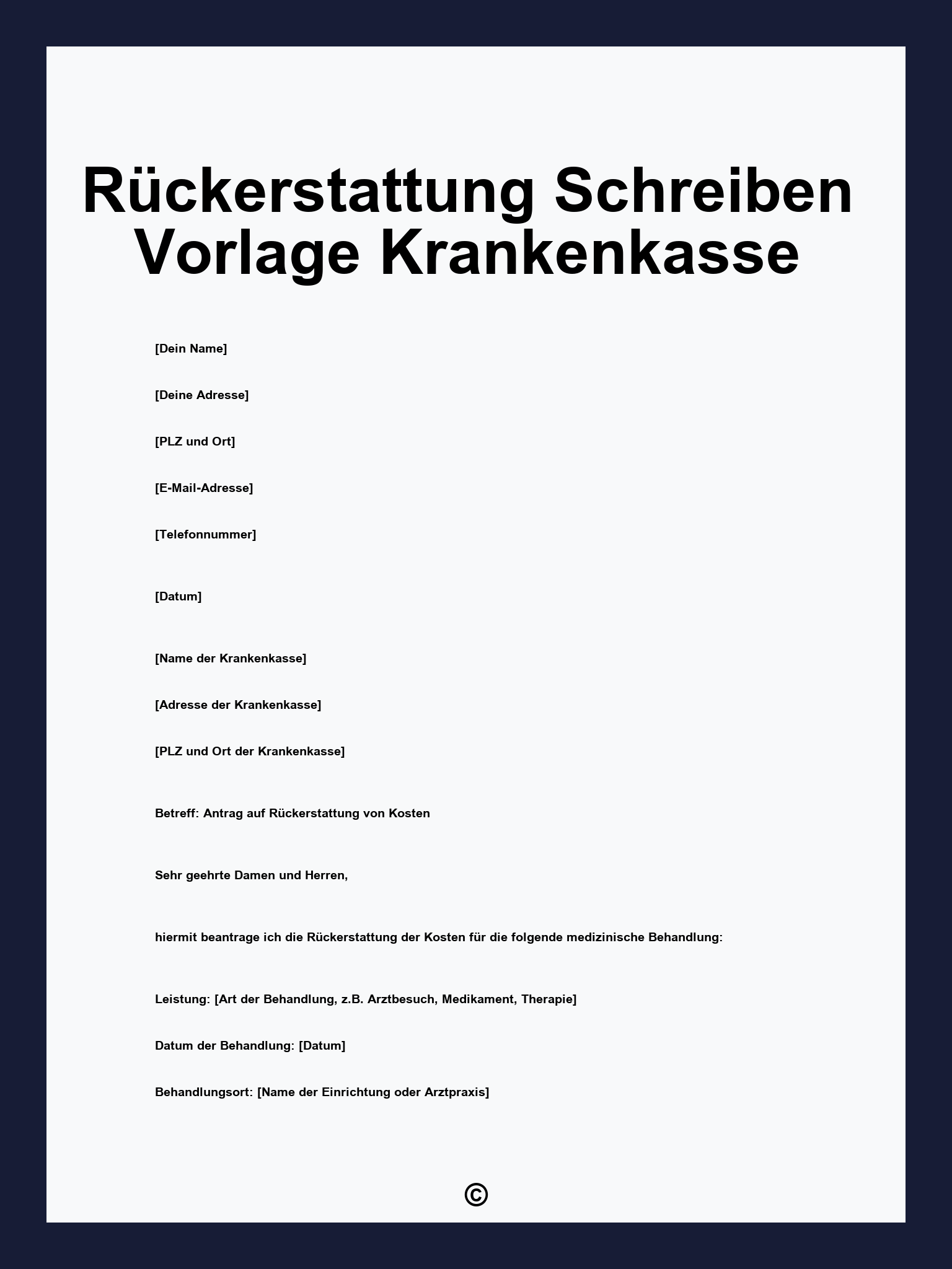 Rückerstattung Schreiben Vorlage Krankenkasse