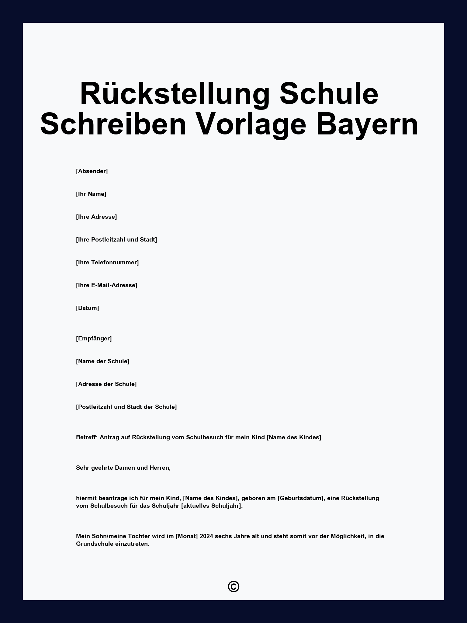 Rückstellung Schule Schreiben Vorlage Bayern