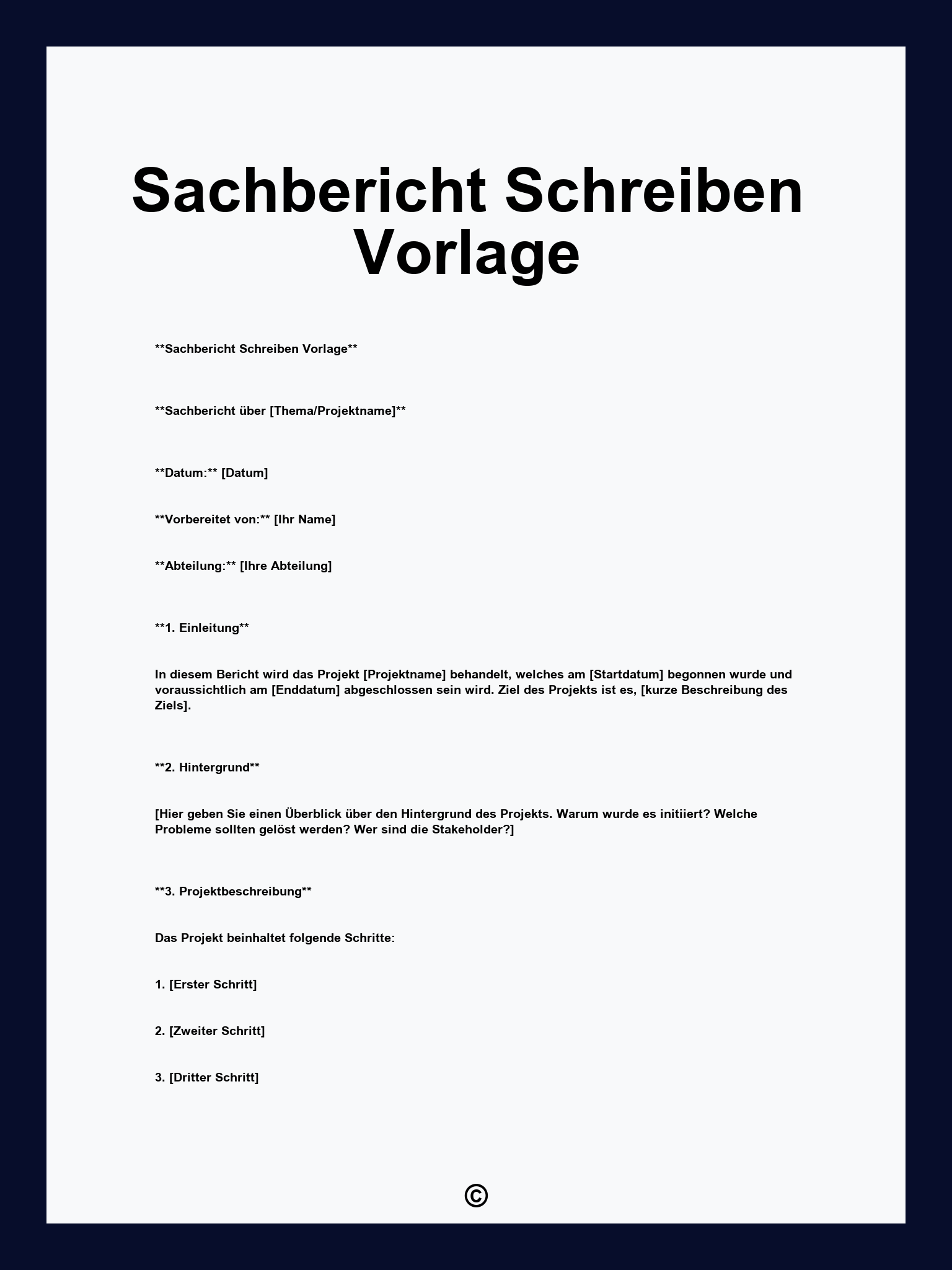 Sachbericht Schreiben Vorlage