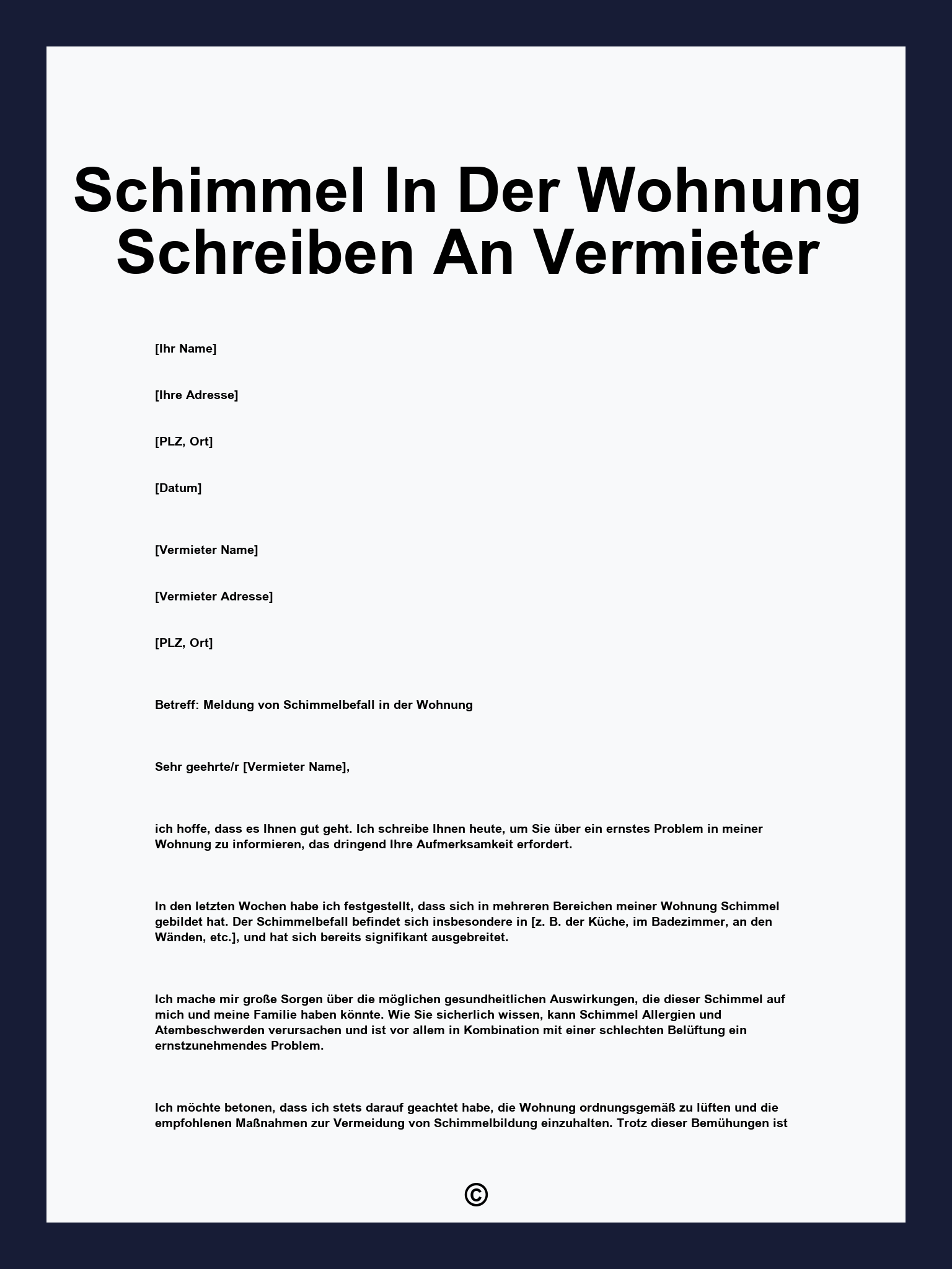 Schimmel In Der Wohnung Schreiben An Vermieter
