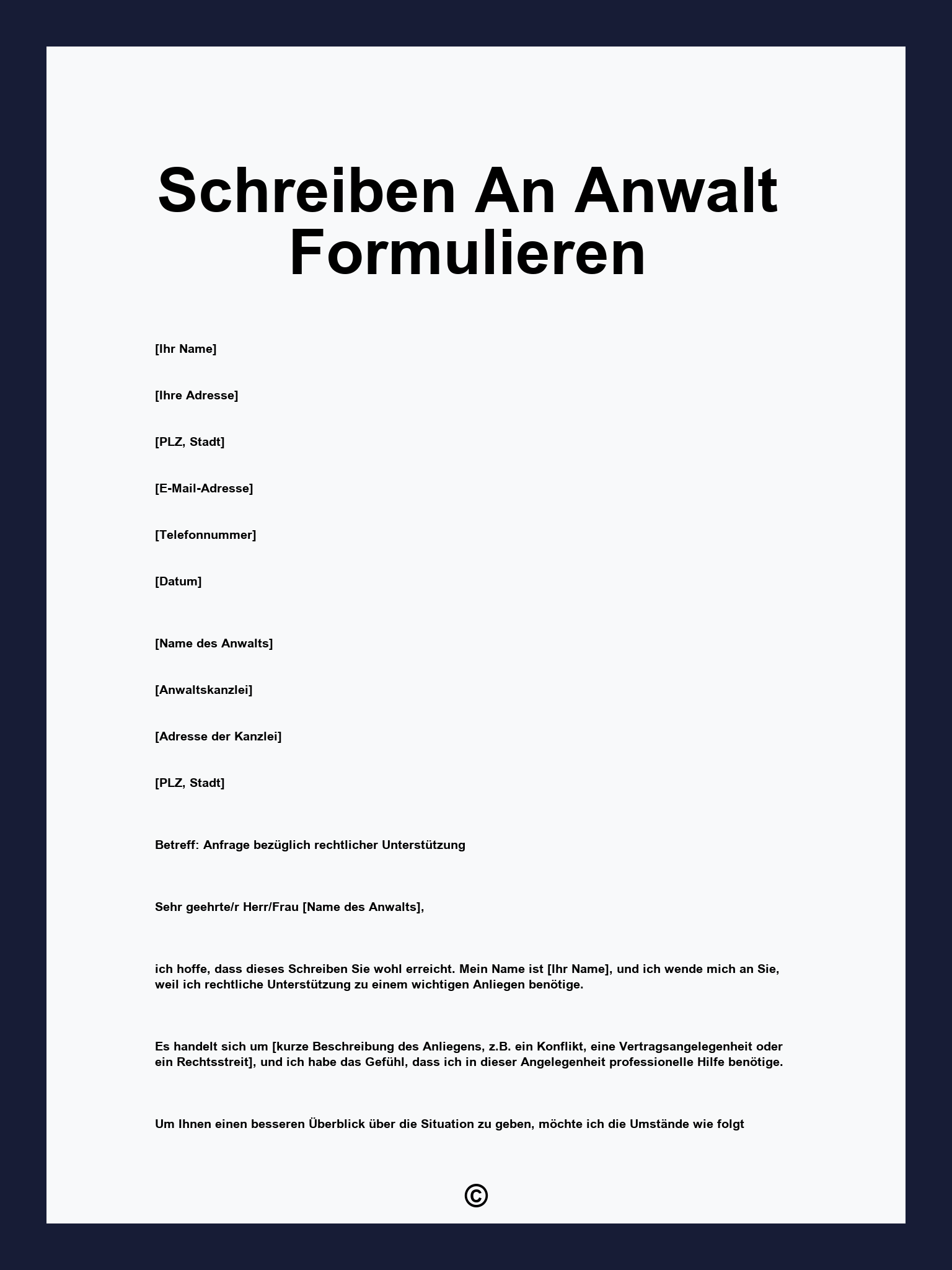 Schreiben An Anwalt Formulieren
