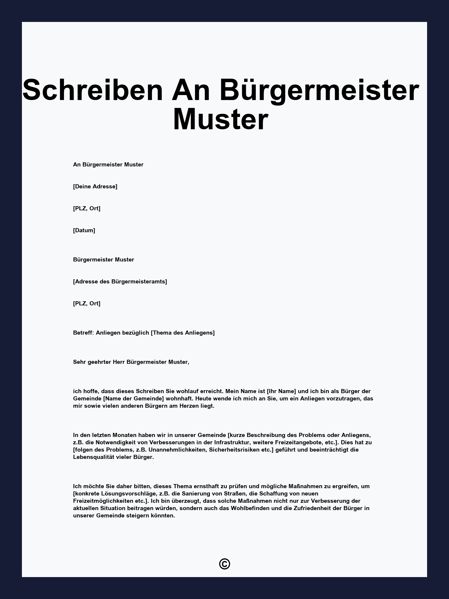 Schreiben An Bürgermeister Muster