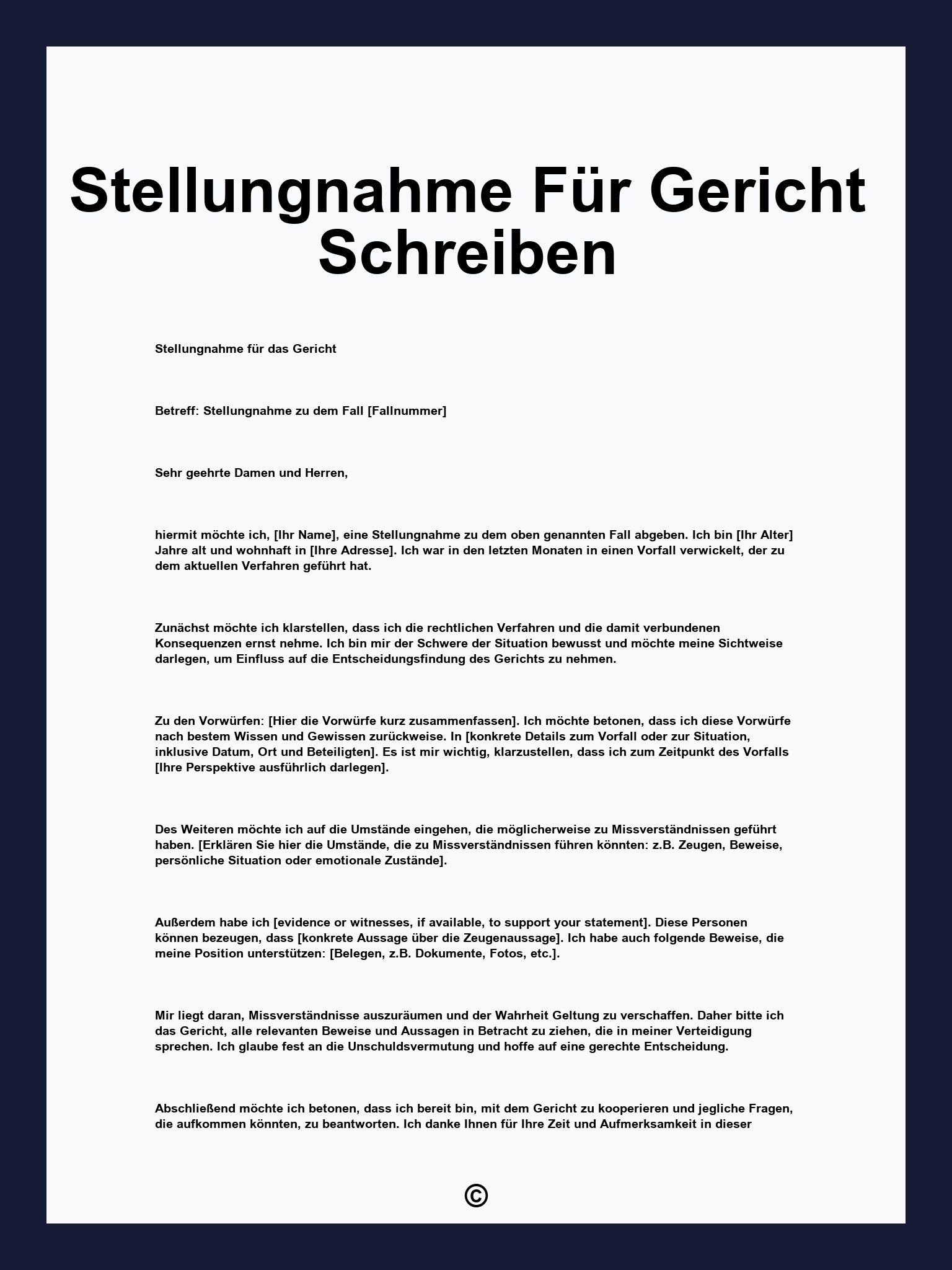 Stellungnahme Für Gericht Schreiben