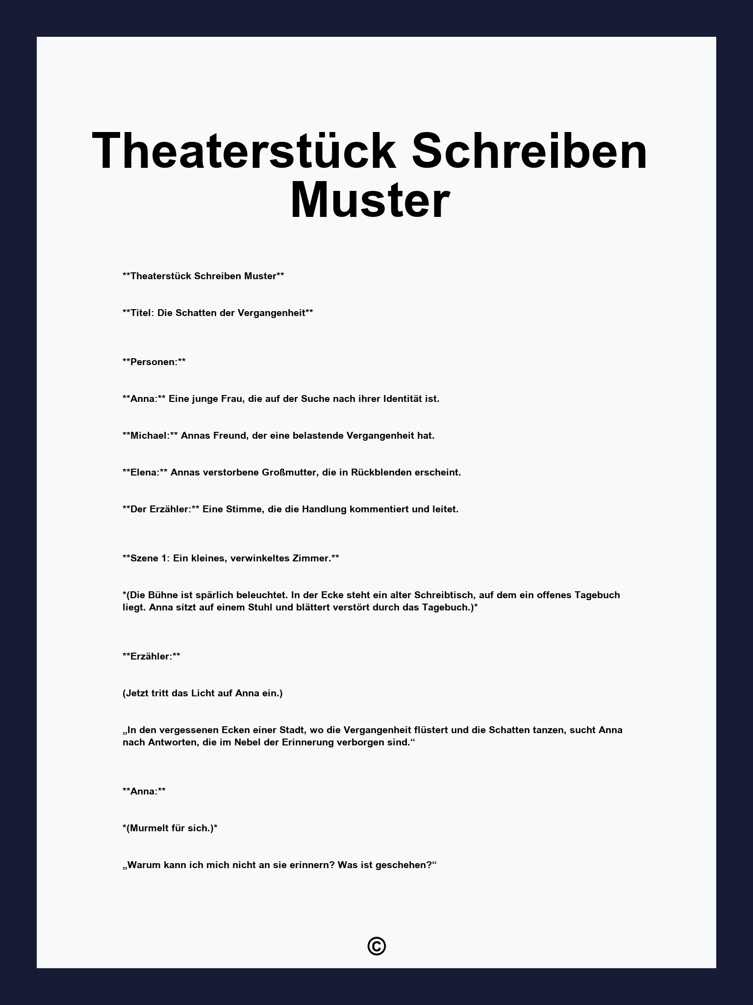Theaterstück Schreiben Muster