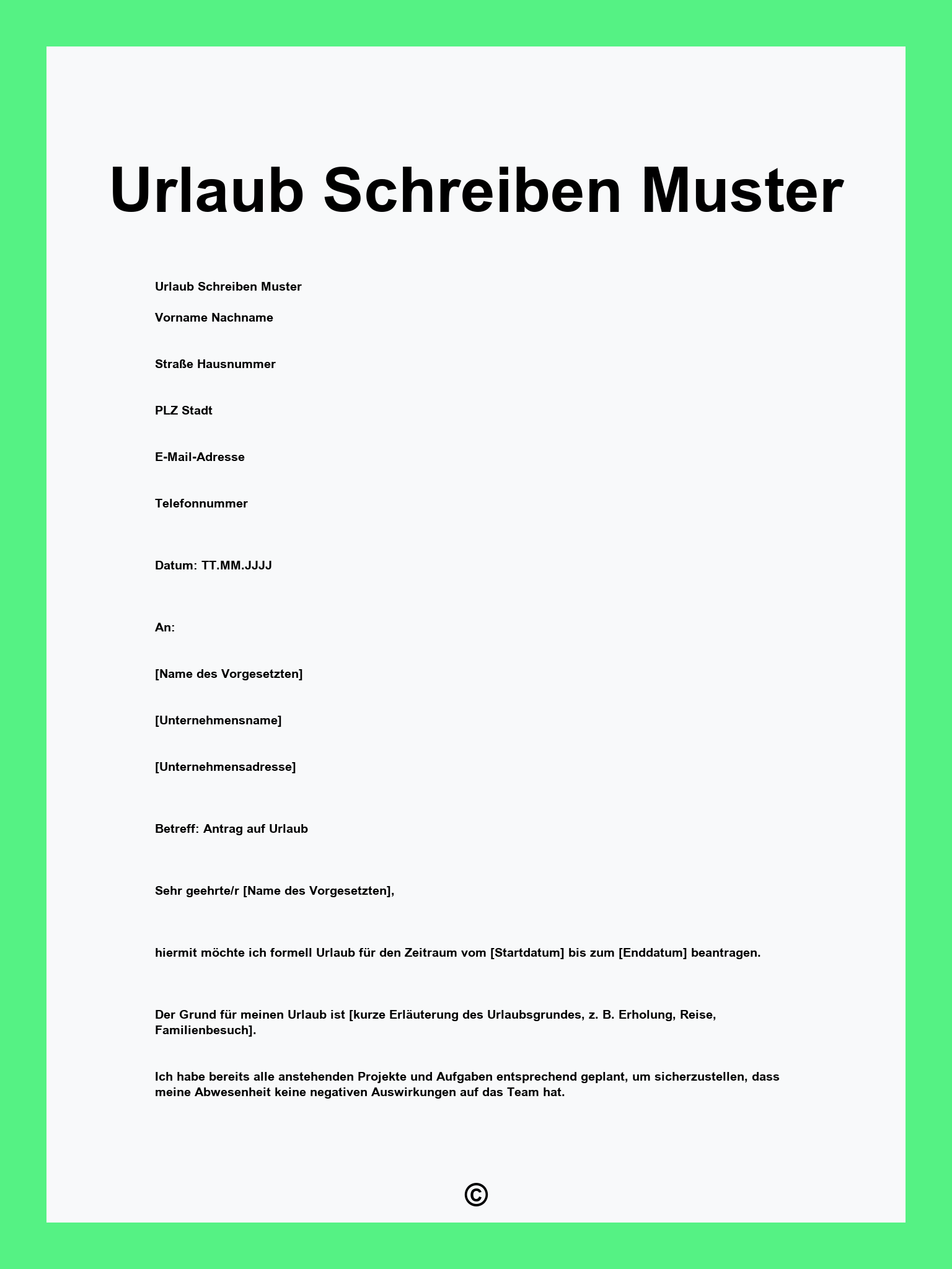 Urlaub Schreiben Muster
